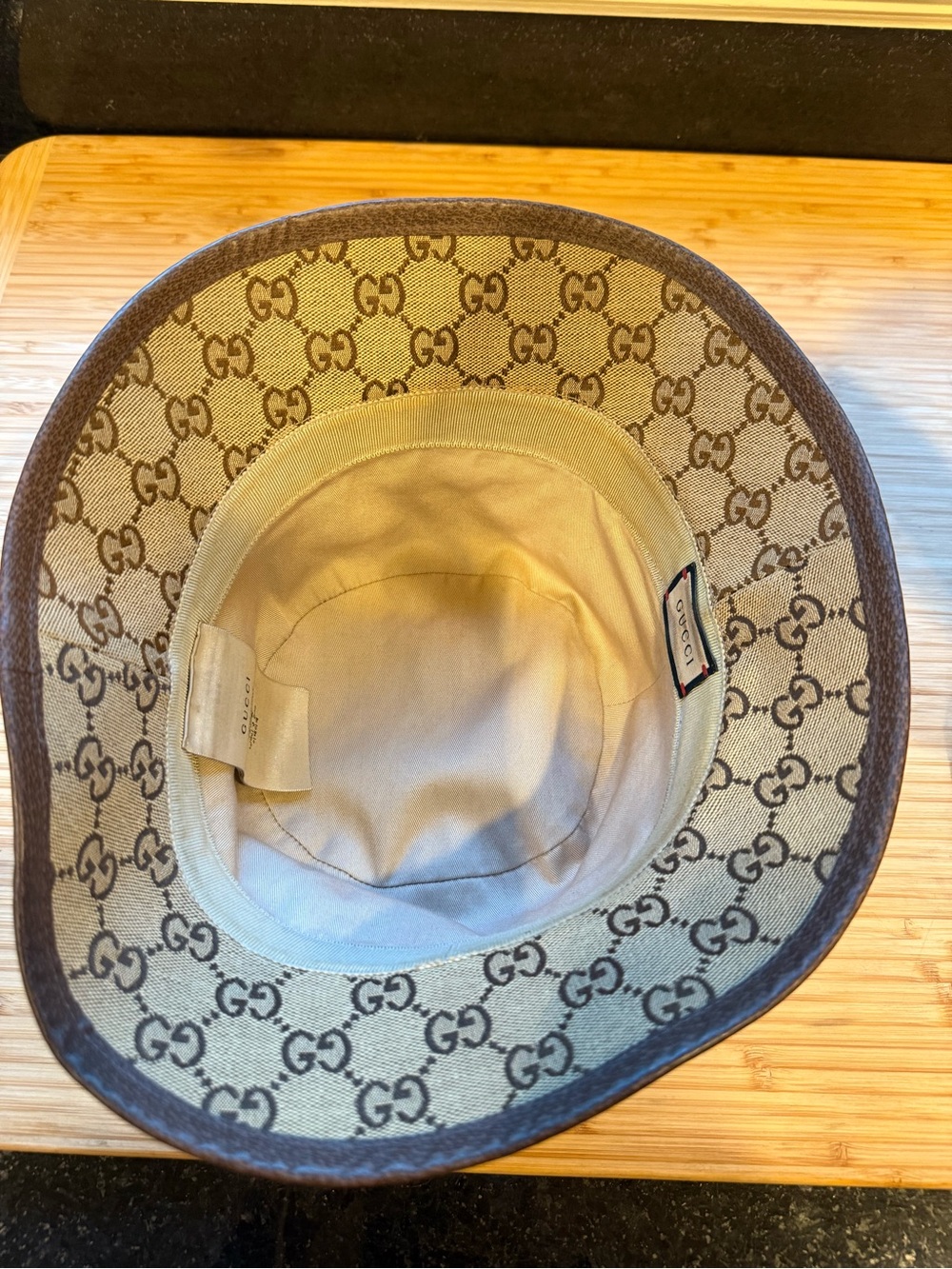 Gucci Brown GG Monogram Bucket Hat with Leather Band - Picture 4 of 6